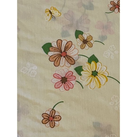 Vintage Thomaston Mills Double Full Flat Butterfly Sheet Cotton Floral Boho - Picture 6 of 9